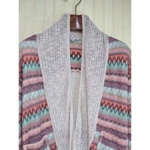 Miss Me‎ Sweater Cardigan Womens Small Multicolor Aztec Open Knit Boho Shawl